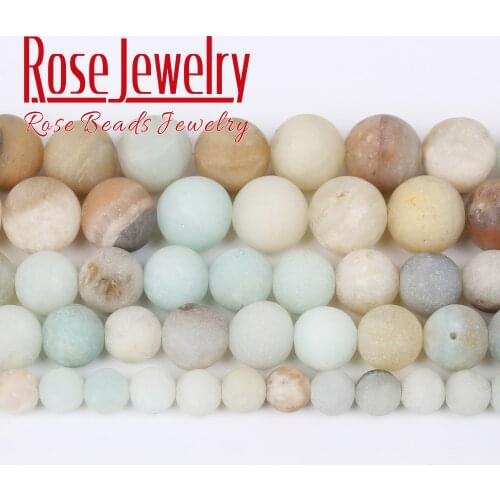 Natural Stone Matte Amazonite Round Beads For Jewelry Making 15'' Strand 4 6 8 10 12 mm Perles Gem Loose Beads Bracelet Necklace