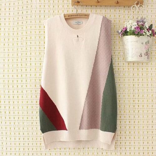 Plus size sleeveless women loose sweaters vest 2021 new autumn winter patchwork casual ladies pullovers sweater female tops