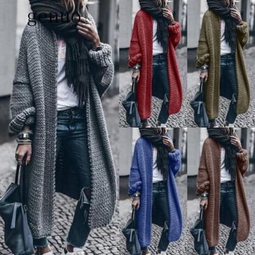 Dark Gray Long Sleeve Thick Line Knit Loose Plus Woman Sweater Cardigan Jacket Casual Fashion 2020 Winter Coat New