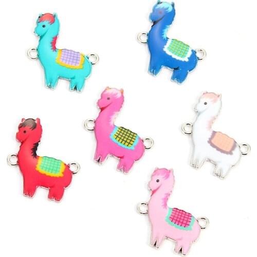 10pcs Colorful Random Sheep Enamel Alloy Connectors Bracelets Charms For DIY Necklace Accessories DIY Fashion Jewelry Finding