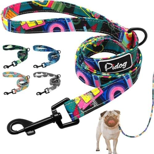 2020 New Soft Pet Walking Leashes 4ft Fashion Pattern Dog Leash Printed Nylon Pet Leash Rope For Small Medium Dogs
