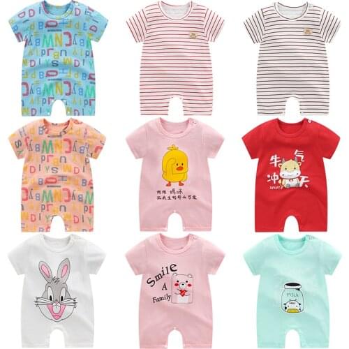 2021 Baby Onesies Summer New Baby Boy And Girl Clothes Newborn Cartoon Short-Sleeved Clothes 0-24 Months Climbing ClothesNew