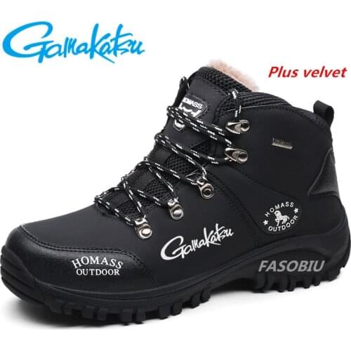 2021 Gamakatsu Fishing Shoes Men Waterproof Windproof Winter Velvet Fishing Wear Hiking Mountaineering Outdoor Sport Shoes
