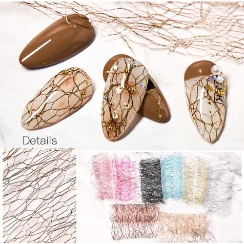 3D Hollow Mesh Nail Art Sticker Gold Silver Net Line Strips Pattern Nail Foils DIY Nail Art Decoration