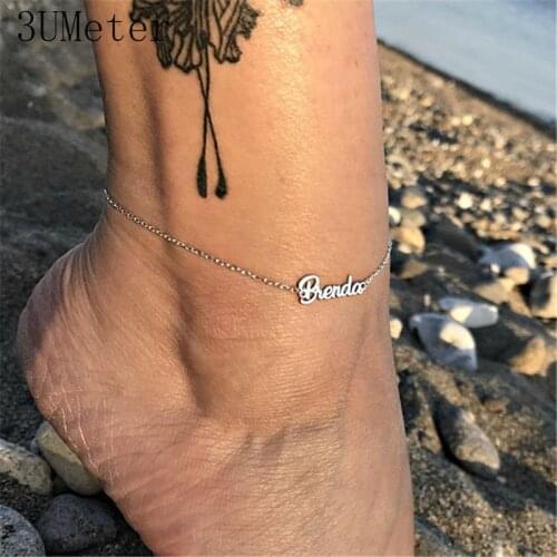 3UMeter 2019 New Stainless Steel Custom Name Anklet Personality Name Leg Chain Bohemian Ankle Bracelet Jewelry For Women Gift