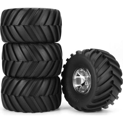 4Pcs 130mm Rubber Tyre Tire Wheel Rim Hub For HSP HPI 1/10 RC Big Feet Model Beadlock No Gluing Spare Parts