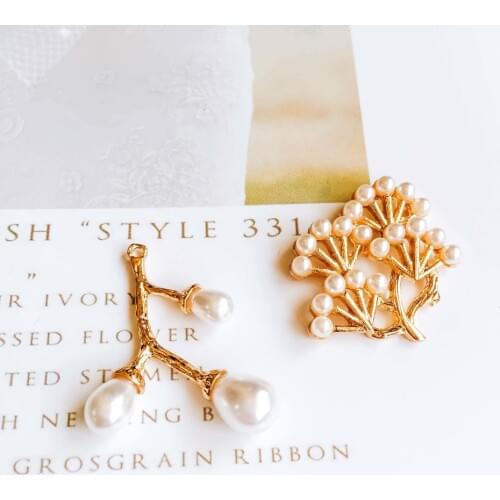 Ear Drop Gold Plated Alloy Pendant Necklace Earring Accessories Charms Jewelry Component Diy Handmade Material 4pcs