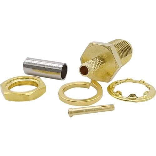 5Pcs/Lot SMA Female Jack Connector Gold-Plated SMA Female Jack Center Nut Bulkhead Crimp Connector for RG174 RG316 LMR100 Cable