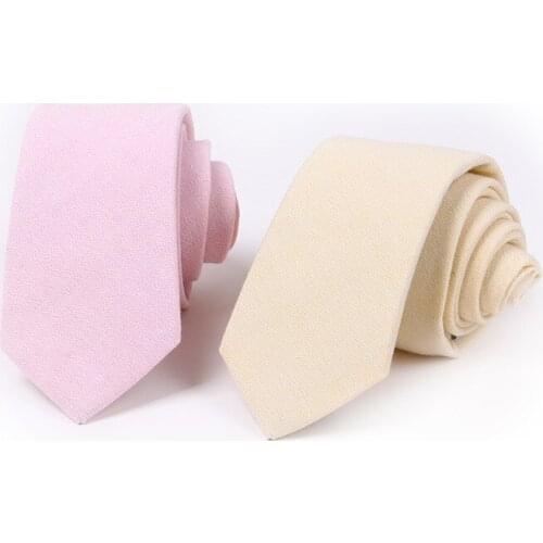 6.5cm Men Slim Tie Casual Cotton Linen Neck Ties Tropical Amorous Student Skinny Designer Solid Narrow Pink Yellow Blue Vintage