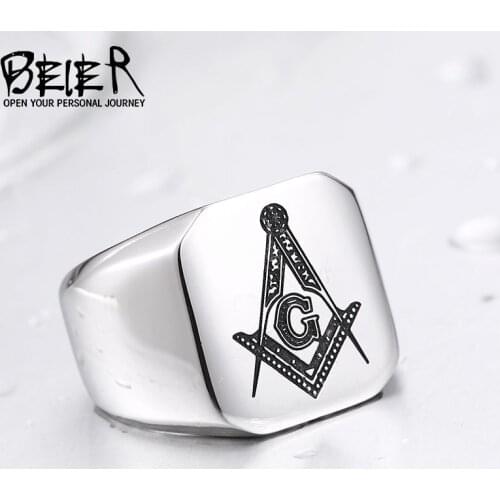 Beier new store 316L Stainless Steel ring new arrival top quality Free-Mason Biker ring for men fashion Jewelry LLBR8-317R