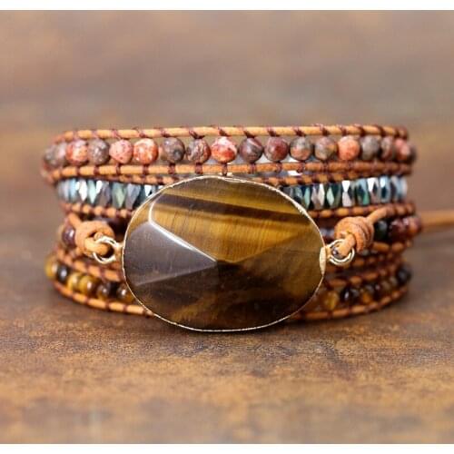 2021New Natural Tiger Eye Bracelet with Beaded Natural Stone Woven Handmade Bracelet Bracelets for Women Men Bracelet