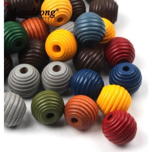 12/18MM Multi-color Wooden Round Thread Shape Wooden Beads For Jewelry Making DIY Necklace Bracelet Loose Beads