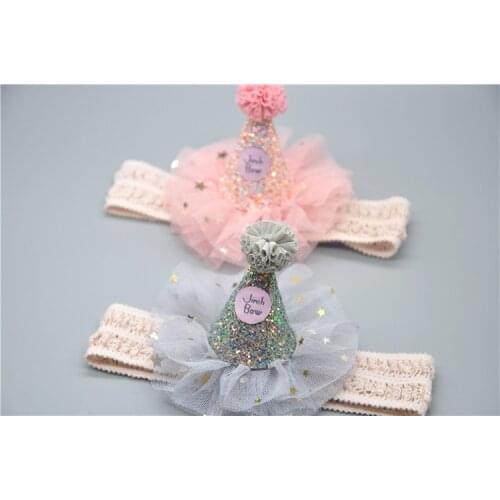 Boutique ins 10pcs Fashion Cute Pom Pom Hat Headbands Solid Glitter Floral Birthday Cap Soft Hairbands Princess Headwear