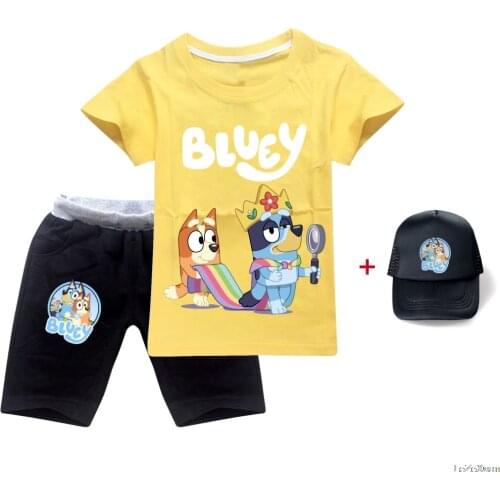 Childrens Sets Clothing 2021 Summer Casual Baby Boy Girl Set Toddler Clothes Suits Bingo Blueye T-Shirt Kids 2PCS