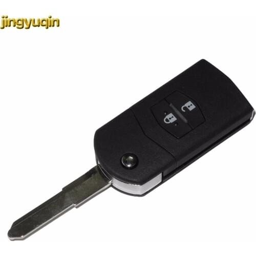 Jingyuqin 2 Buttons Remote Car Key Fob Shell Cover Case Folding Flip For Mazda 3 5 6 Uncut Blade