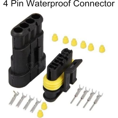 Best selling Waterproof 5pcs Car 4 Pin Way Sealed Electrical Wire Connector Plug Set Truck Caravan
