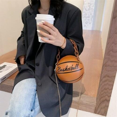 Fashion Women New Design Basketball Shape Hand Bag Chains Handbag Letter Shoulder Bag Female Mini Crossbody Bags Circular Purse