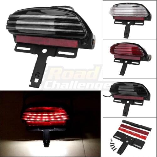Motorcycle LED Tri-Bar Fender Tail Brake Turn Signal Light Light License Plate Bracket For Harley Dyna Fat Bob Softail 2006-2015