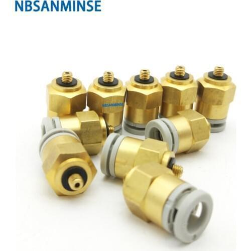 NBSANMINSE 10Pcs/lot PC -C M3 M5 1/8 Mini Fittings 0-150 psi Male Straight Brass Plastic Fitting Low Pressure Pneumatic Fitting
