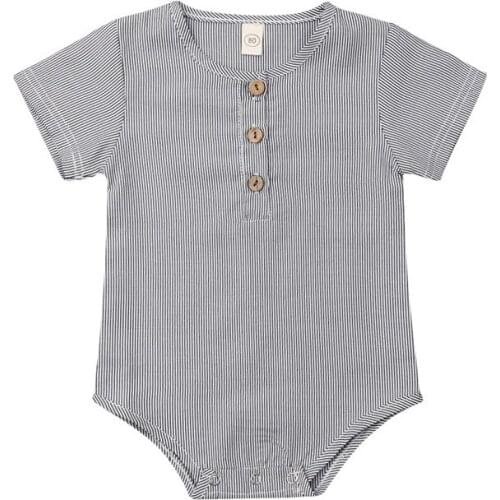 Neutral Baby Rompers Short Sleeve Striped Baby Girls Rompers Button Jumpsuits Kids Children Playsuit Boys Rompers Dropshsipping