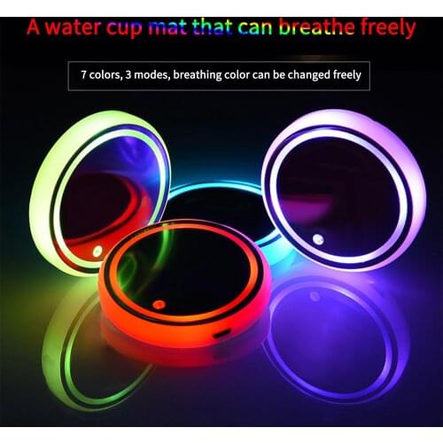 Colorful Universal LED Coaster Car Cup Holder RGB Light Mat Anti-Slip Pad Drink Coaster Interior Decoration Car Accessories