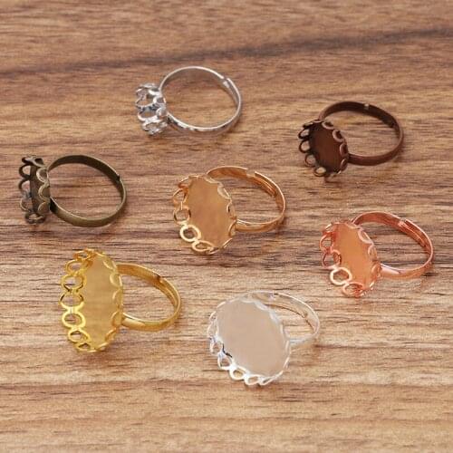 100 PCS Adjustable Blank Ring Base Accessories Fit 10mm-20mm Glass Cabochons Cameo Settings DIY Ring Findings Jewelry Making