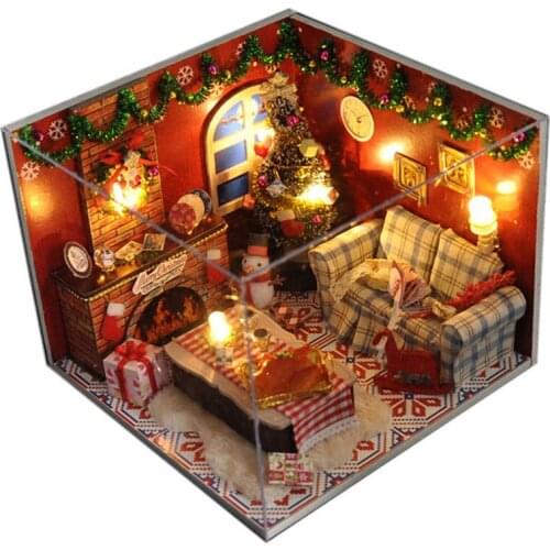 Toys For Children New Doll House Casa Diy Miniature Dollhouse With Dust Cover Furniture Birthday Gift Happy Time H017