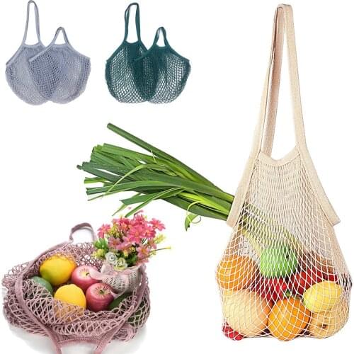 Net Bag Portable Reusable Grocery Bags Fruit Vegetable Mesh Bags Organizer Storage Handbag Short and Long Handle Tote