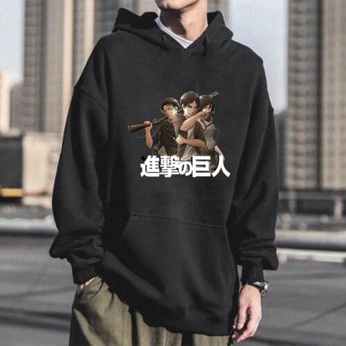 Anime Attack On Titan Hoodies Funny Manga Eren Yeager Squad Shingeki No Kyojin Graphic Fashion Gothic Oversized Sweatshirt Men