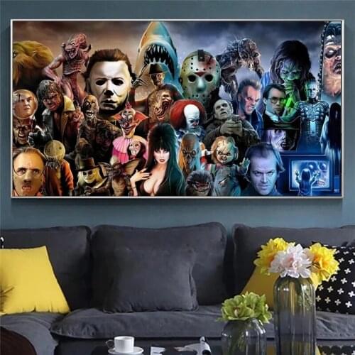 Horror Film Thriller Character Collection Canvas Painting Posters and Print Wall Art Picture for Living Room Home Decor Unframed