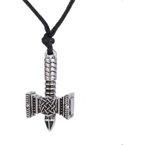 Vintage Style Pendant Necklace Unisex Viking Feeling Hammer Shape Charm Personality Jewelry Zinc Alloy Provide Dropshipping