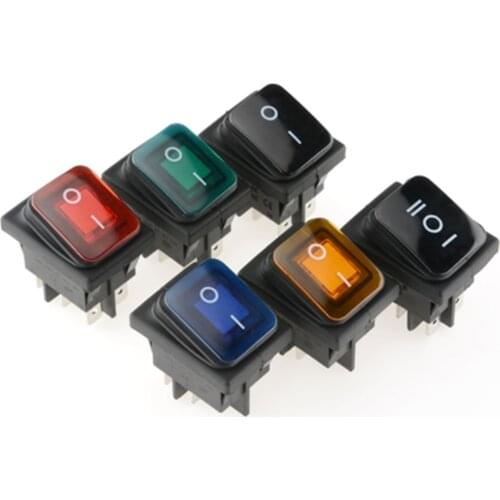 1Pcs KCD4 on-off 20A/250V 6 pin DPST IP67 Sealed Waterproof T85 Auto Boat Marine Toggle Rocker Switch with LED 220V 30x22