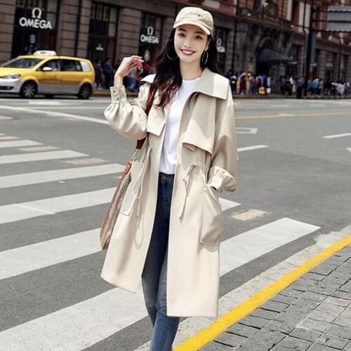Women Woat Fall Cloth For Women Full Long Solid Pleated Turn-down Collar Office Lady Long Coat Korean Ladiylike Small Fresh Coat