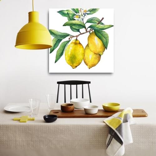 1 Pieces HD Print Canvas Waterproof Oil Paintings Lemon On The Branch Fruit Pictures Kitchen Decor Living Room Posters No Framed