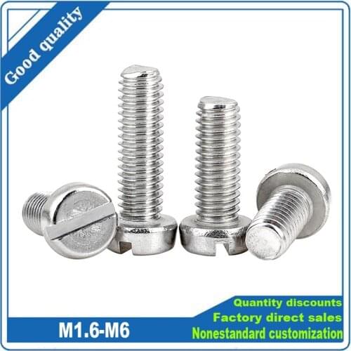 5/10/50pcs A2-70 stainless steel GB65 Slotted Cap Head Slot Column Round Cheese Head Screw M1.6 M2 M2.5 M3 M4 M5 M6 M8 M10 Bolt