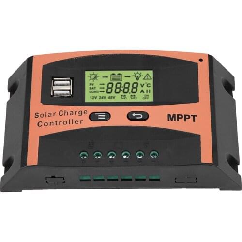 12V/24V Dual USB port output MPPT Orange+Black ABS Solar Panel regulador LCD Screen Auto Battery Controller 30A 40A 50A 60A