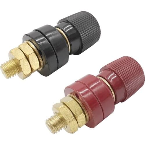 2Pcs M8 8mm 555 Terminal Binding Post Connector Professional Speaker Plug 200A High Current Terminal Audio Adapter Red & Black