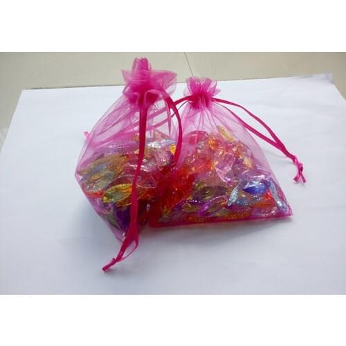 200pcs 11*16 Rose Red gift bags for jewelry/wedding/christmas/birthday Organza Bags with handles Packaging Yarn bag