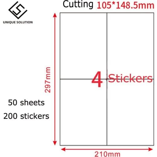 200 Pcs A4 105mm*148.5mm address label stickers 50 sheets A4