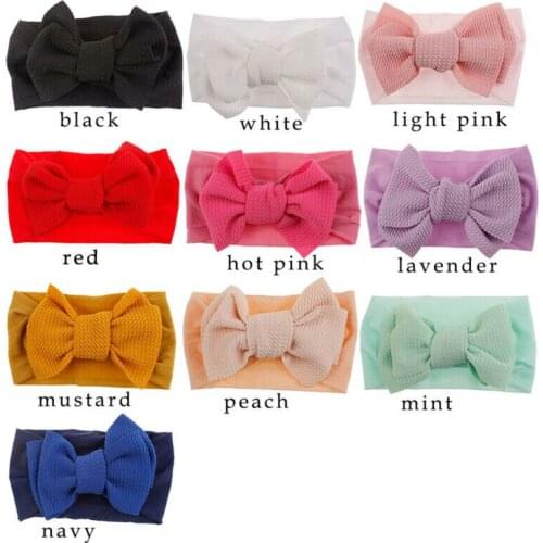 2019 Children Accessories Kid Girl Baby Headband Toddler Lace Bow Flower Hair Band Solid Candy Color Headwear Big Bowknot Sets