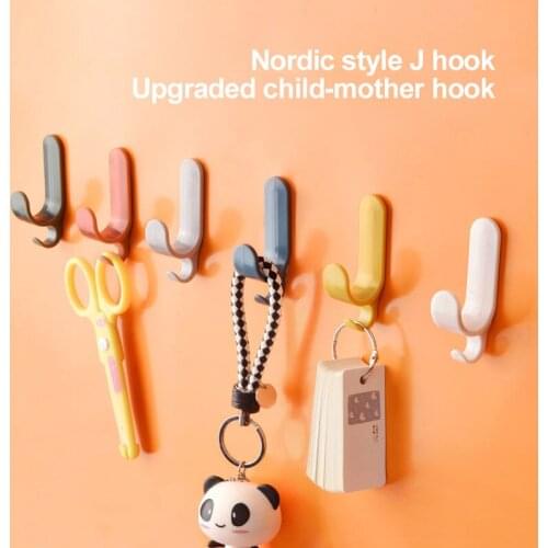 New 4/6pcs Bathroom Towel Hooks Plastic Door Hangers Self Adhesive Wall Hangers Hat Racks Keys Hanger Wall Organizer Home Decor