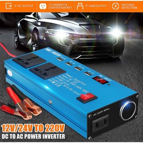 500W Car Power Inverter DC 12V/24V to AC 220V Auto Portable Charger Converter Adapter Modified Sine Wave Universal Socket