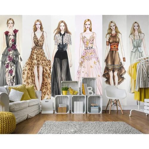 Beibehang Custom wallpaper mural fashion girl clothes shop barber shop background decoration papel de parede 3d wallpaper tapety