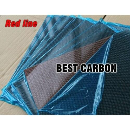Free shipping 400mm x 500mm Red line glossy Carbon Fiber Plate, cf plate , carbon sheet ,carbon panel