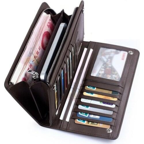 Business Clutch Retro Clutch Credit Card Holder Purses PU Leather Money Mens Wallet Long Zipper Clutch Bag Multi-function