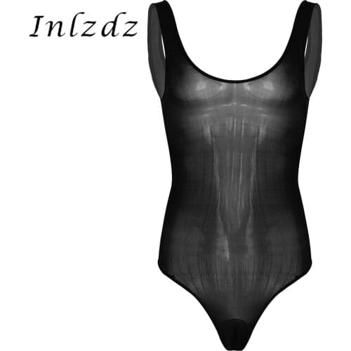Gay Mens Erotic Lingerie Bodysuit Soft Smooth Sleeveless Bulge Pouch Leotard Lingerie Sexy Sleepwear Underwear Lingerie Night