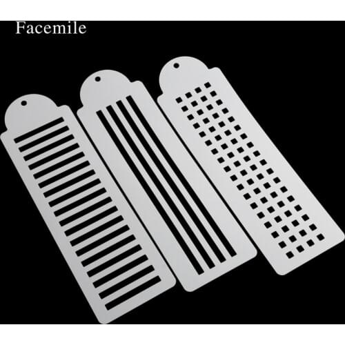 Facemile 3PCS/Set Plastic Cake Stencil Plaid Stripe Design For Cake Decoration Cappuccino Decorating Mousse Bakeware Cake Tools
