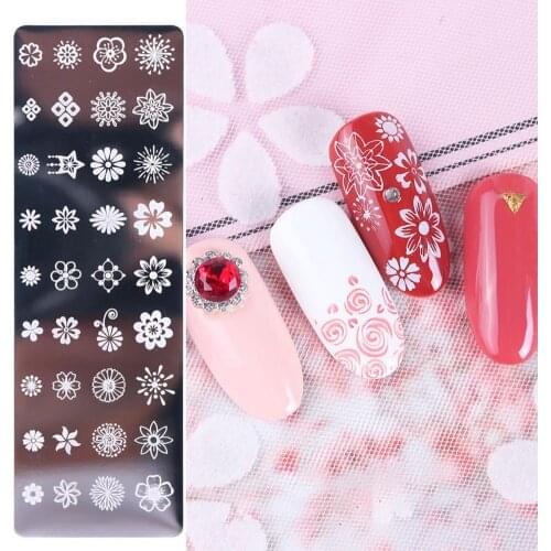 Nail Art Stamping Plate Clear Engraved Leaf Flower Printing Stainless Steel DIY Manicure Template Nail Tool Nail Art Stamping