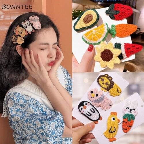 Headwear Women Kawaii Cartoon Sweet Fashion All-match Cute Knitted Ins Spring Ulzzang Decorate Go Shopping Hair Accessories Set
