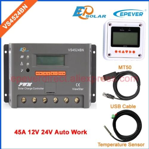 Remote Meter MT50 LCD Display solar PWM controller VS4524BN Temperature sensor Solar EPEVER Charger 12V 45A 45amps EPsolar